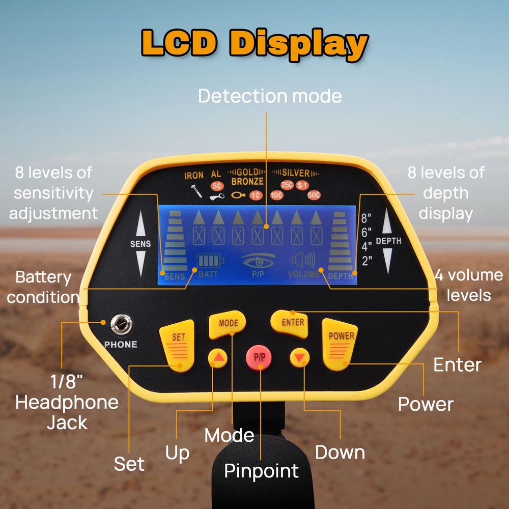 Metal Detector Gold Digger Finder Deep Sensitive Light Hunter w/ LCD Display