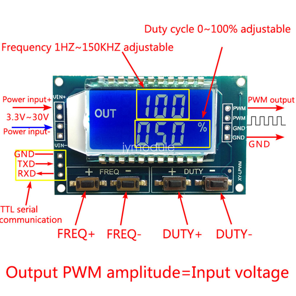 10X 3 Way LCD Adjustable Signal Generator PWM Pulse Wave Frequency Cycle Module-
