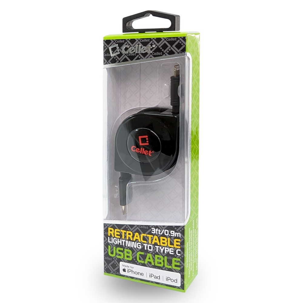Retractable iPhone Cable, Lightning to USB-C Charging Cord (MFI Certified)