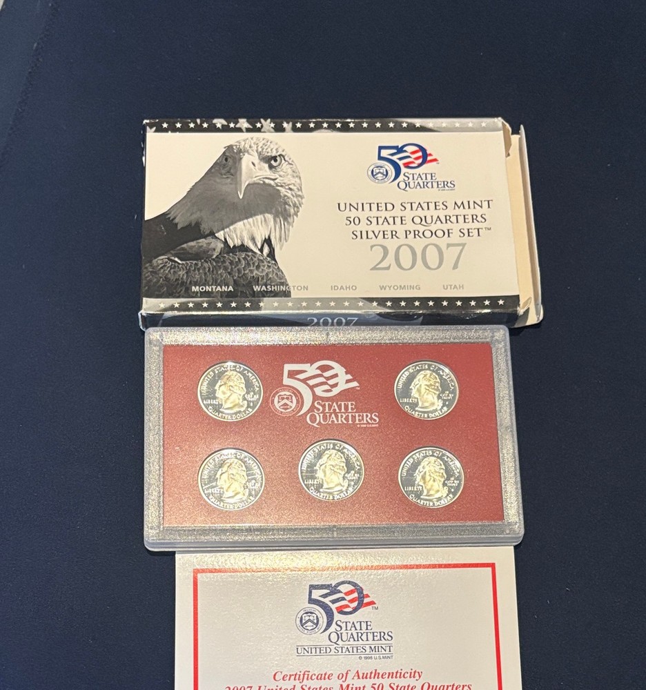 2007 US Mint 50 State Quarters Silver Proof Set