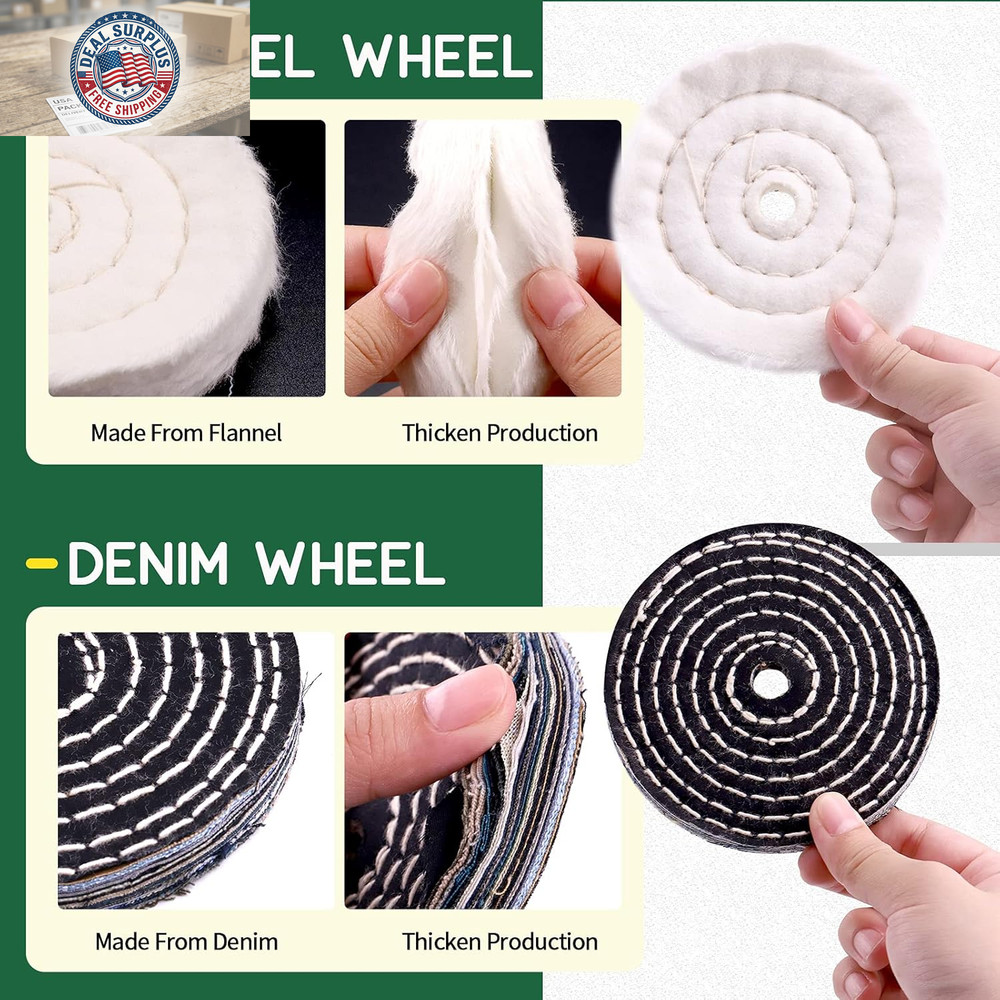 8Pcs 4Inch Buffing Polishing Wheel Kit Includes Polishing Compounds, Buffer Whee