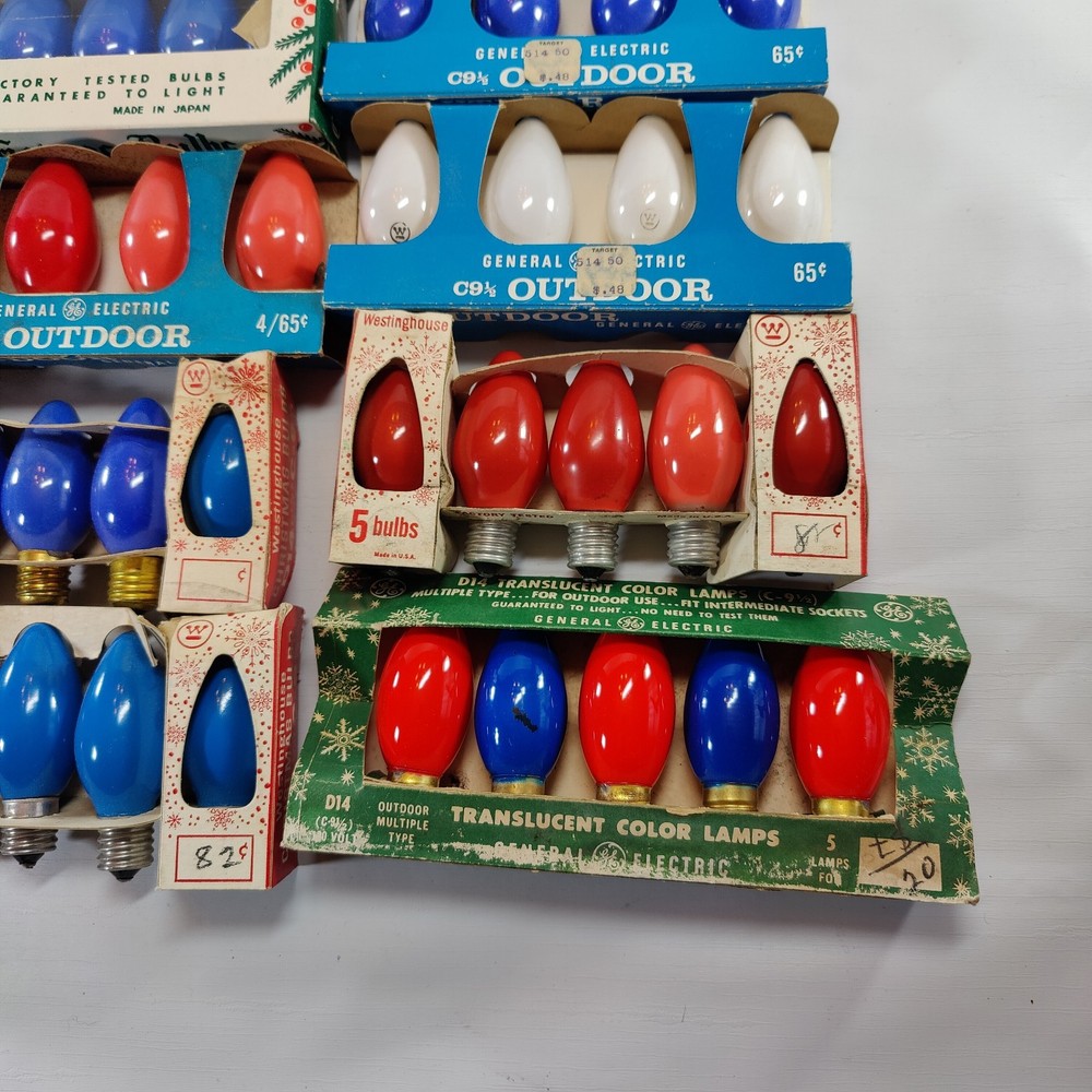 Vtg Lot 100 C-9 1/2 Replacement Light Bulbs Multi Color Untested
