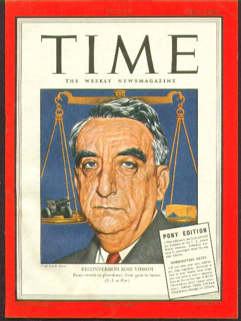 TIME Pony Edition Reconversion Boss Vinson 7/9 1945