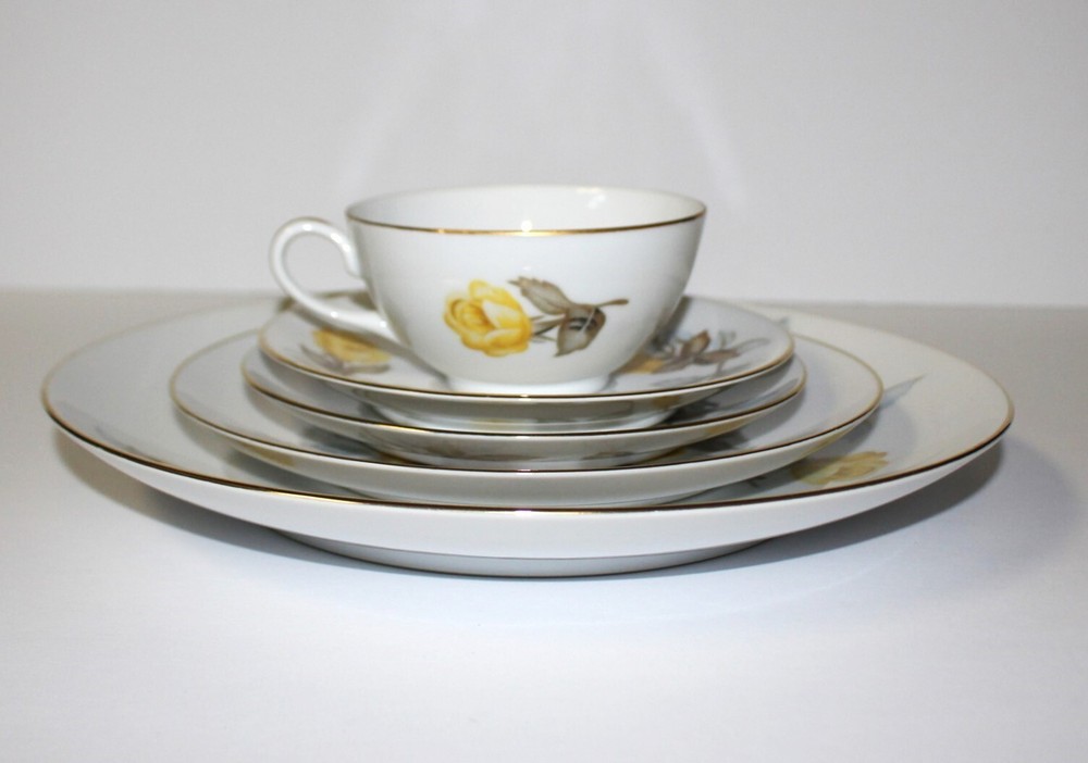 Sango Cotillion Yellow Rose Coupe 5-Piece Place Setting, Multiple Available