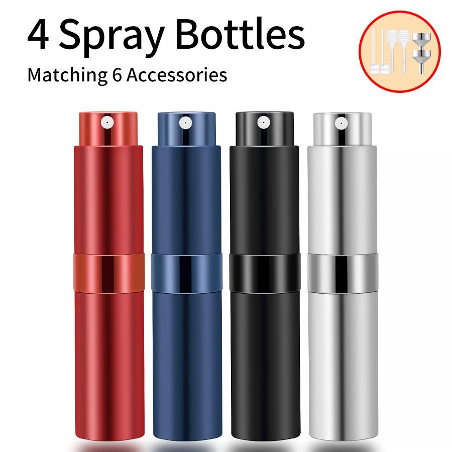4PCS Perfume Atomizer Set Refillable with Spray Bottles Funnels & Accessories
