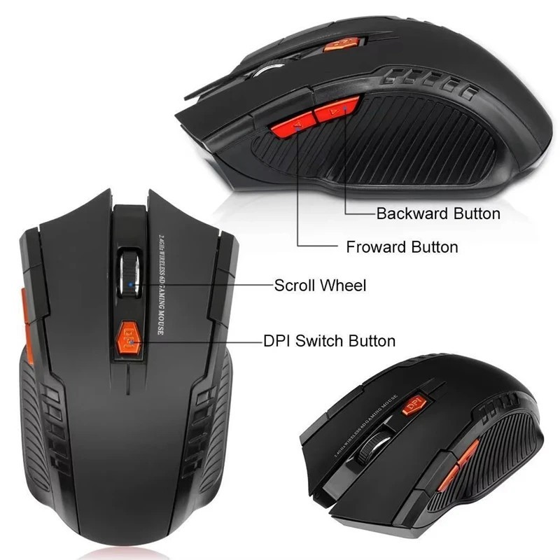 2.4GHz Wireless Gaming Mouse USB Optical DPI Adjustable 6 Button PC Laptop