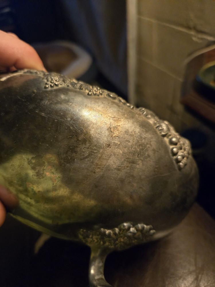 F.B. Rogers Silver Co. Victorian Repousse Silverplate Footed Bowl