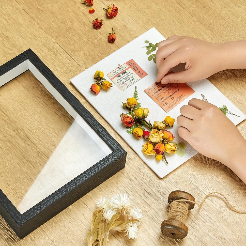 8x10 Shadow Box Picture Frame Display Case with Soft Linen Back and Thickened...