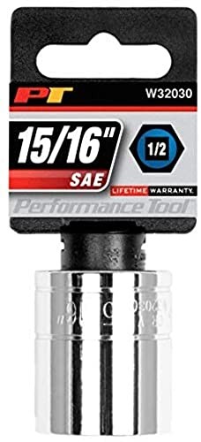 Performance Tool W32030 1/2 Drive 6-Point Socket, 15/16