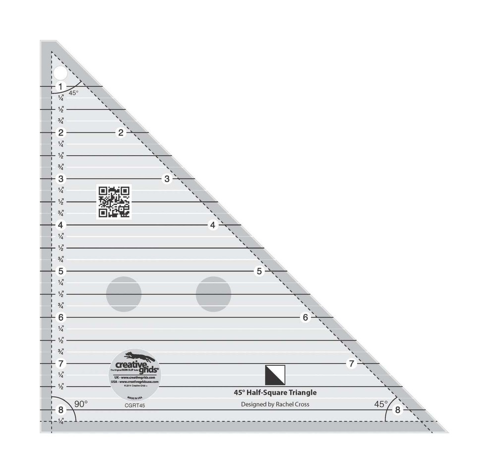 Creative Grids - Quilt Ruler - 8-1/2" Half-Square Triangle - 45 Degree