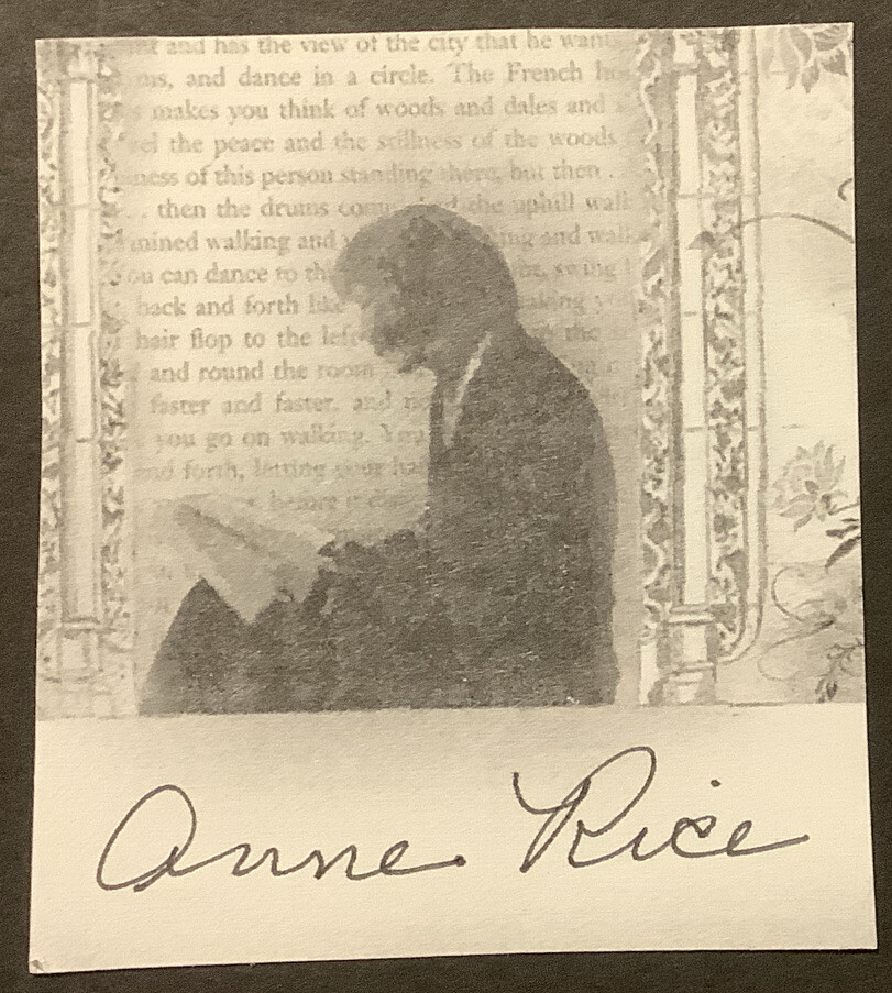 Annne  Rice vampire diaries autographed book plate