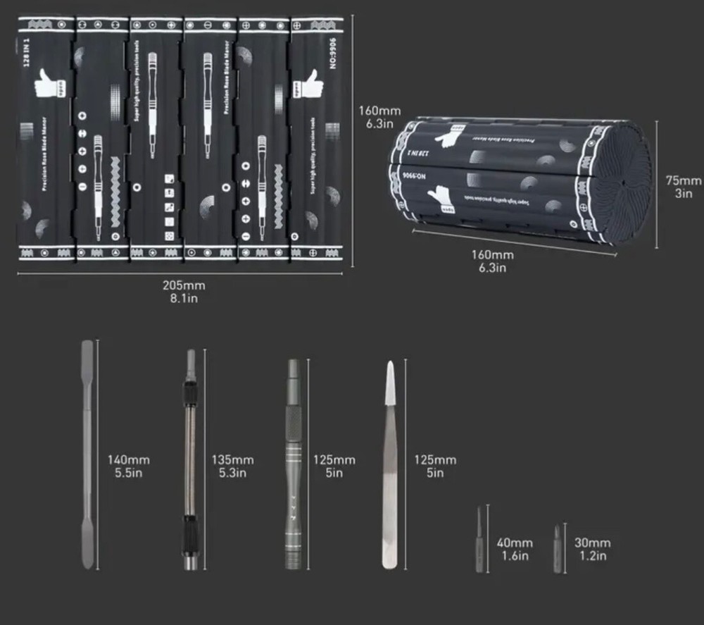 128 in 1 Precision Screwdriver Set Magnetic Bit Kit Multi-Function Stainless