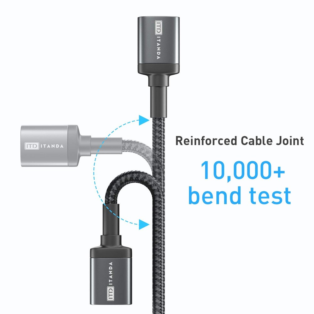 ITD ITANDA 6FT USB Extension Cable 3.0 Cord Type A 6 FT, Grey