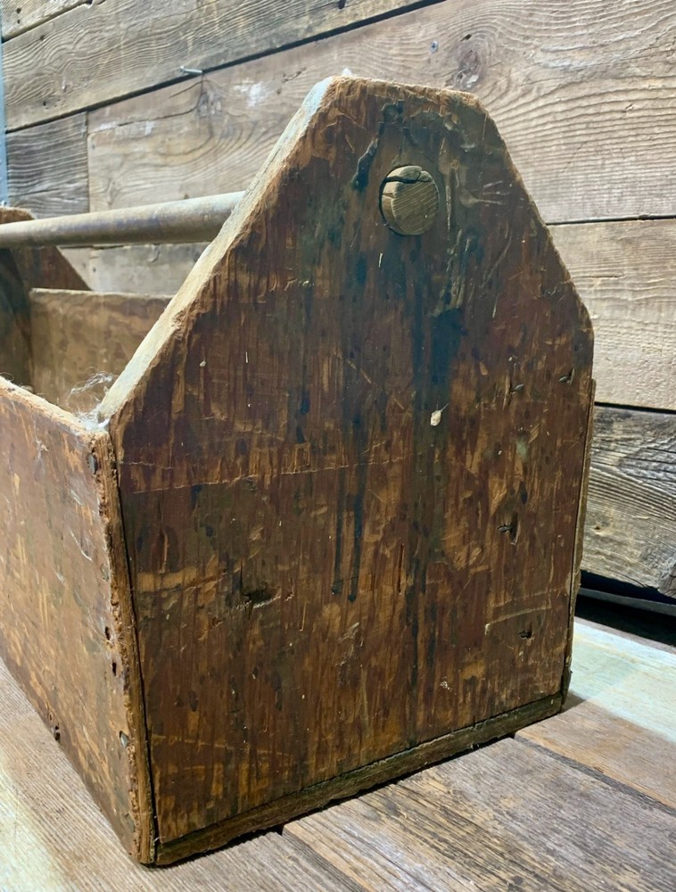 Old Pine Wood Toolbox, Carpenters Caddy, 33"