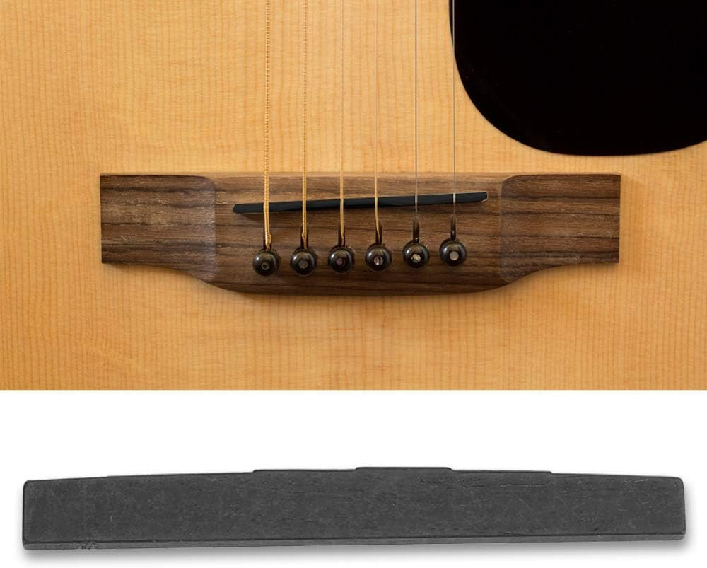 Guitar Nut and Saddle, 6 String Acoustic Guitar Ebony Bone Bridge Saddle and Nut