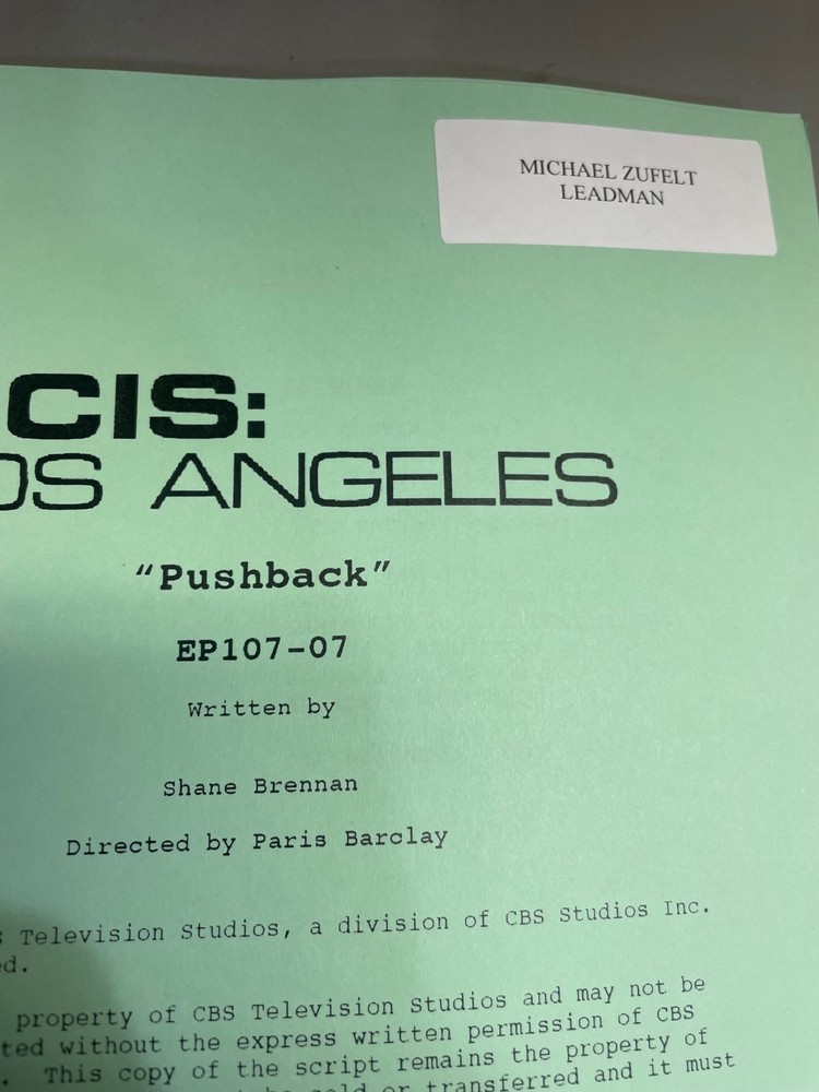 “NCIS: Los Angeles” Authentic Tv script Used On Set. "Pushback" EP- 107-07