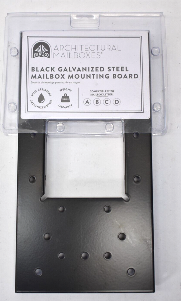 Architectural Mailboxes Black Galvanized Steel Mailbox Mounting Board 4" x 4"