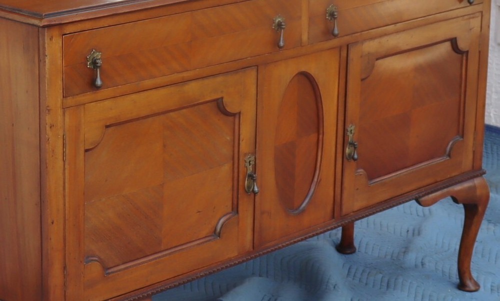 Antique Oak Sideboard Buffet / Server with beveled mirror
