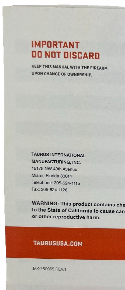 Taurus Spectrum Pistol Instructions Owners Manual 39 Pages