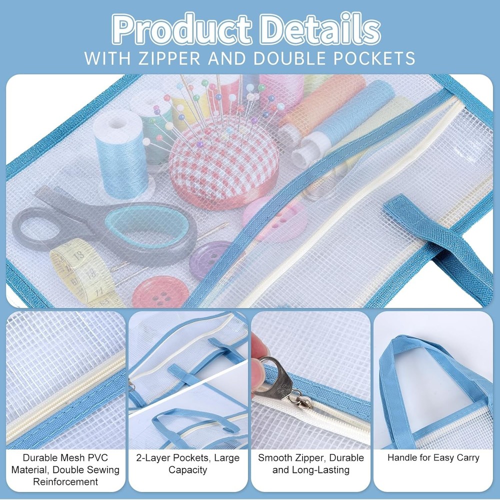 2 Pack Needlepoint Bag Mesh Zipper A4 Storage