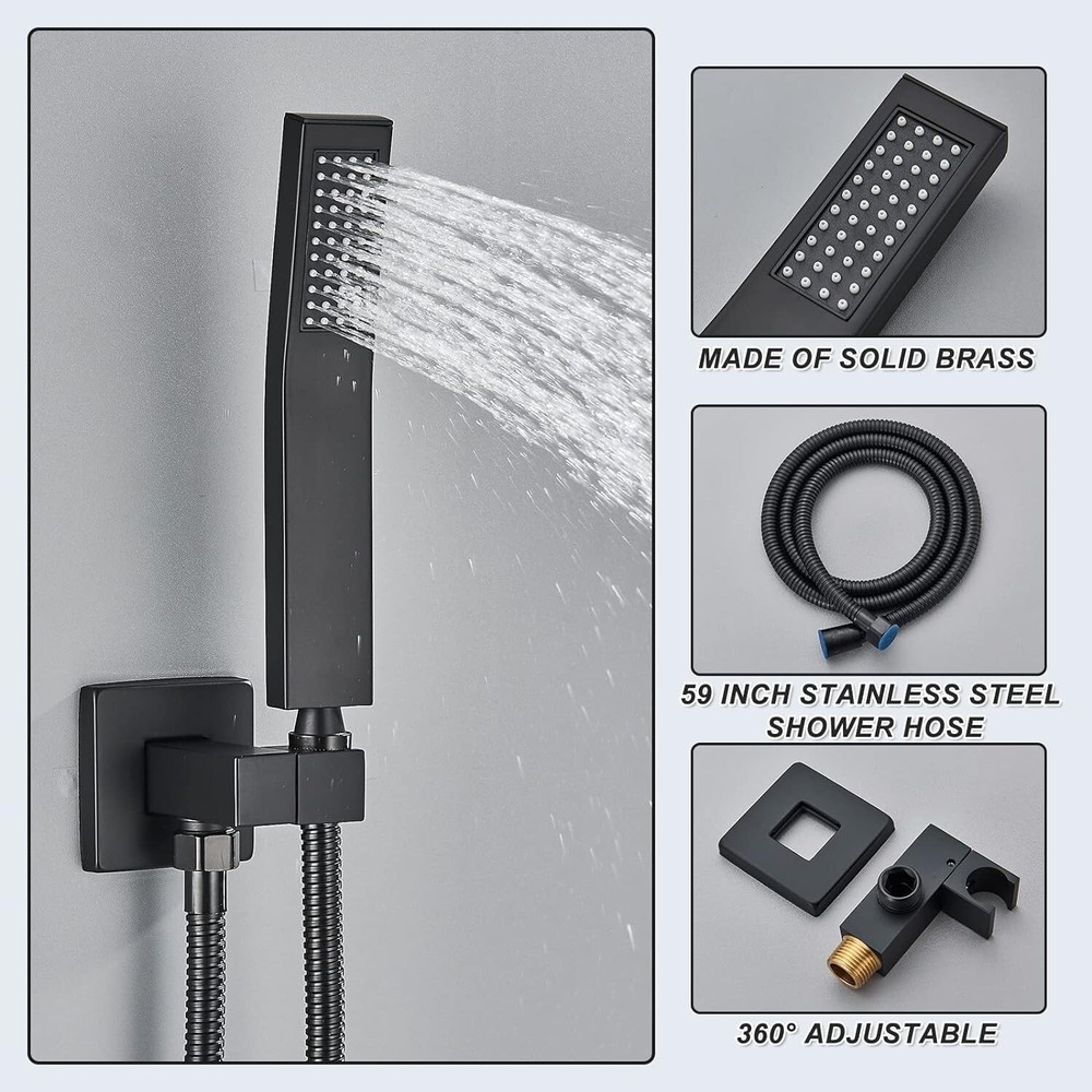 Shower Faucet System Combo Set 2 Function Rainfall Head Mixing Valve Wall Mount