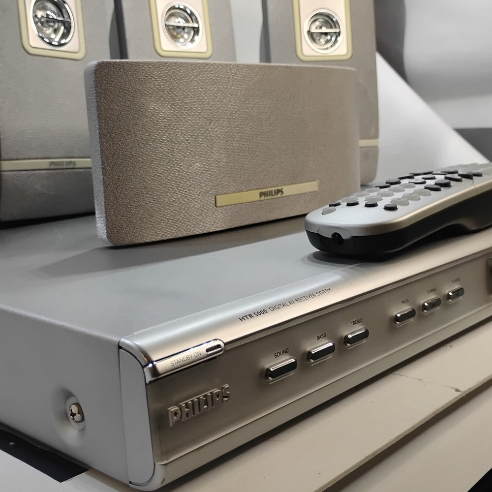 Philips HTR5000 Home Theater System Receiver W/Speakers,Remote & Guide/ Tested