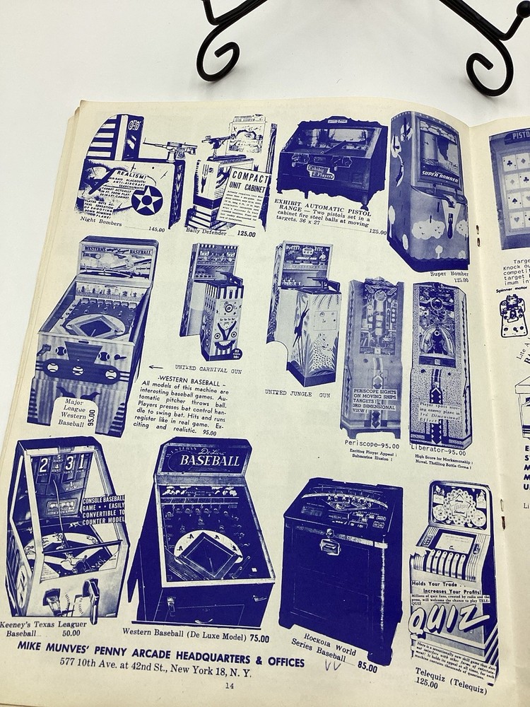 1955 Mike Munves Arcade Catalog & Original Operator Inserts-Complete Lot