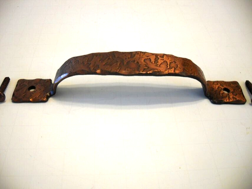 Vintage Nos Hammered Copper Rustic Iron Drawer Pull Cabinet Handle Stanley W1254