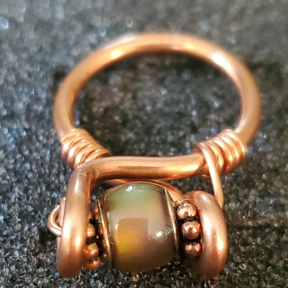 Emo beads mood ring copper paleo style size 5