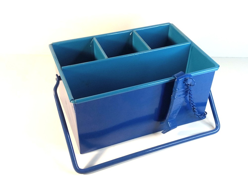 Blue Metal Decorative Organizer Pale with Handle