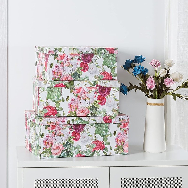 Decorative Cardboard Storage Boxes Set Functional Keepsake Organizing Home Décor
