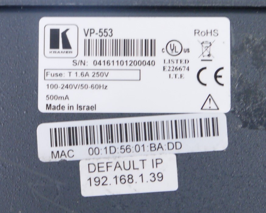 Kramer VP-553 Presentation Switcher / Scaler