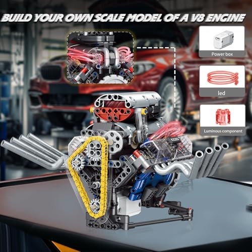 V8 Engine Building Set,Build Your Own Mini Engine That Works, Physical Science