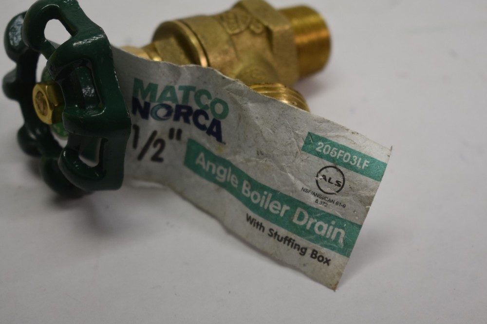Matco Norca 1/2" Angle Boiler Drain with Stuffing Box 205F03LF Hose Connection