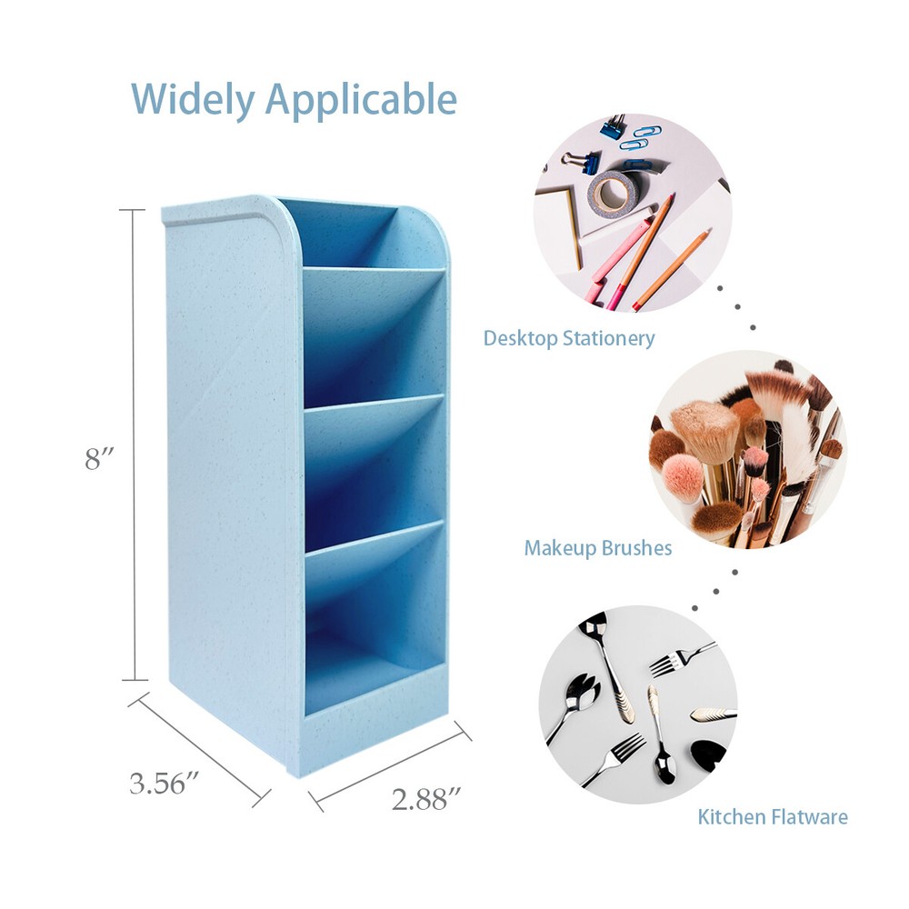 Wrapables 4 Compartments Desk Storage Pen Organizer, Large (2pcs) / Blue