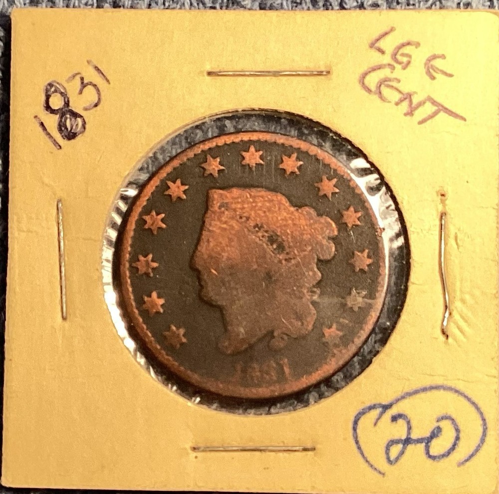 1831 Large Cent, Coronet Head, $1 shipping!