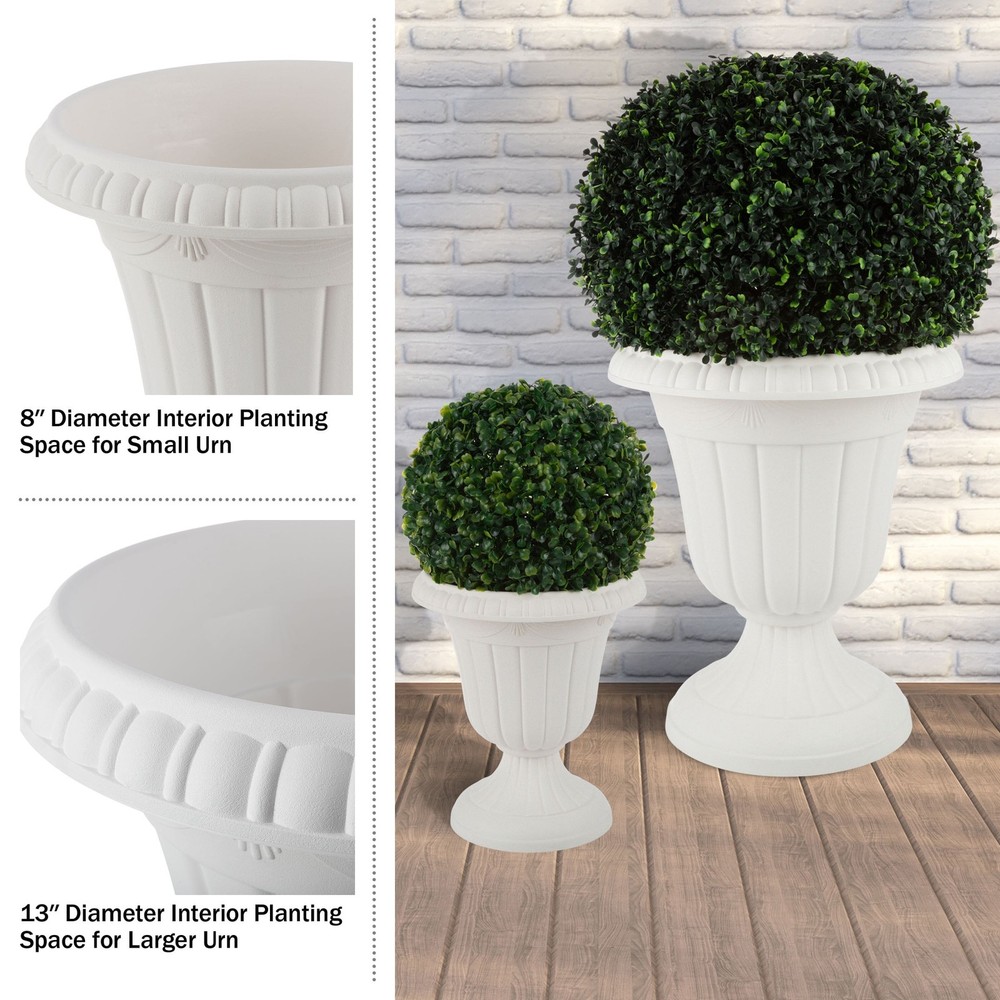 Large & Small Outdoor Urn Planter 2-Pack Brown