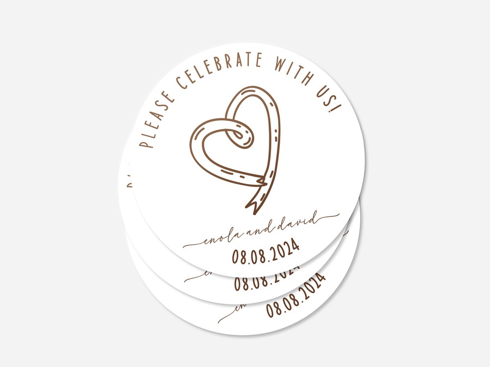 Personalised wedding round sticker labels, custom stickers