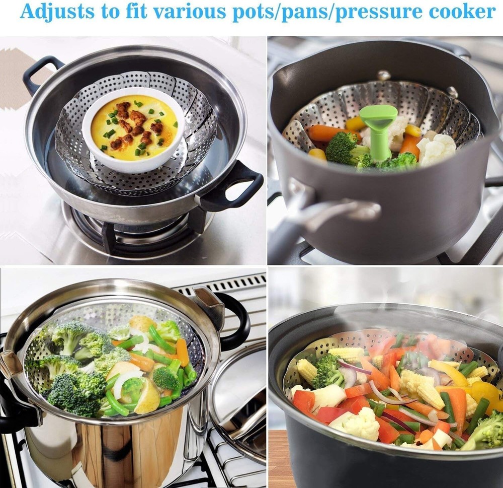 Multi-Functional Expandable Steamer Basket - Ideal for Veggies, Seafood & More