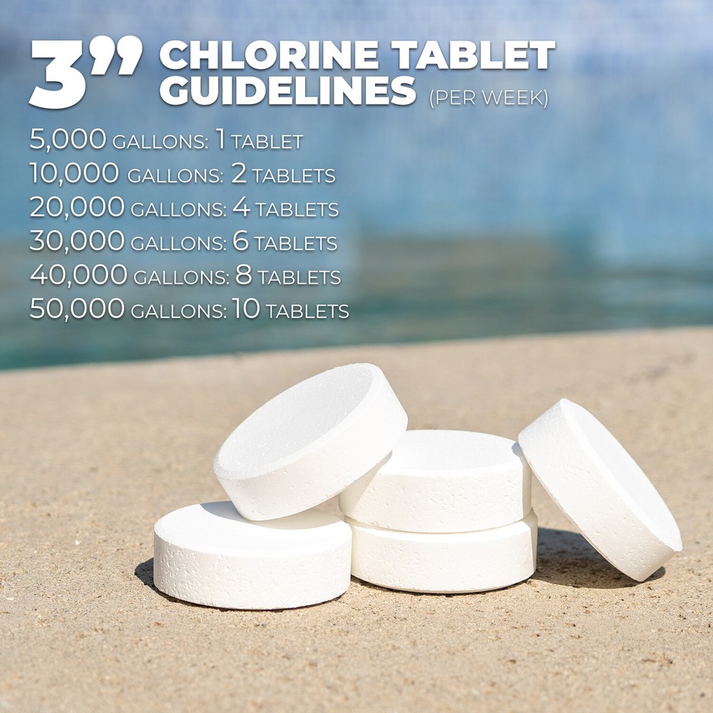 3 Inch Dissolving Stabilized Chlorine Swimming Pool Tablets 45 lbs