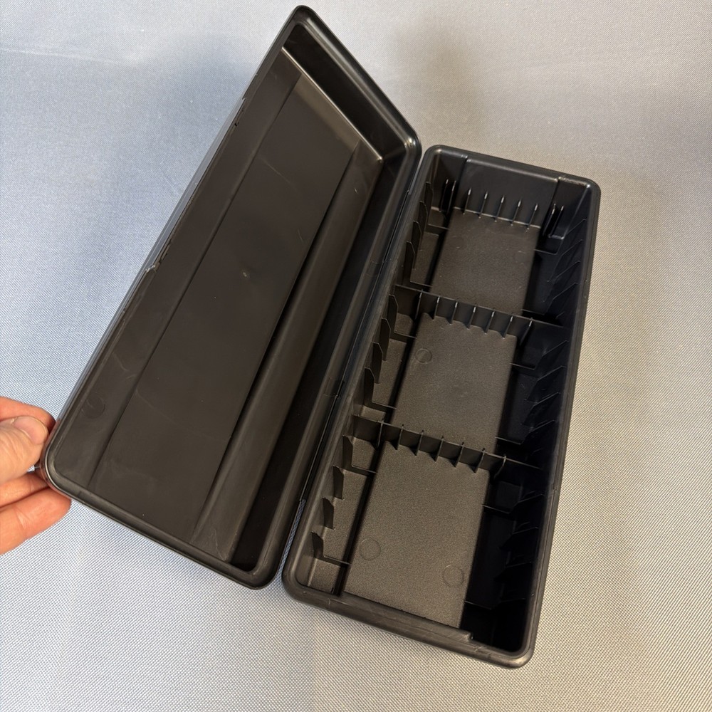 ALPHA Cassette Hard Plastic Storage Case Stackable Holds 15-24 Tapes Black