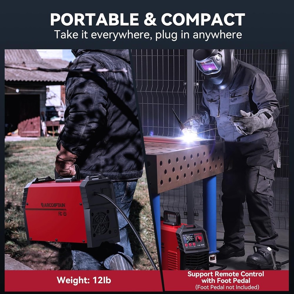 High-Frequency 200A TIG Welder with 2T/4T Function & Enhanced Safety Features