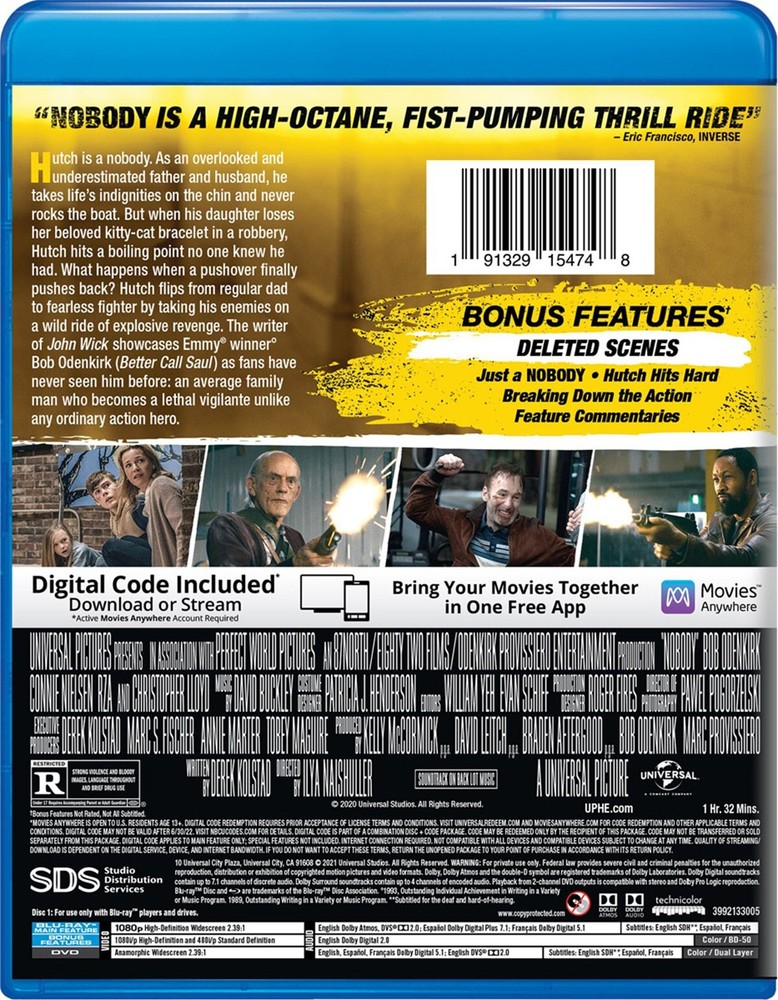 Nobody Blu-ray Bob Odenkirk NEW