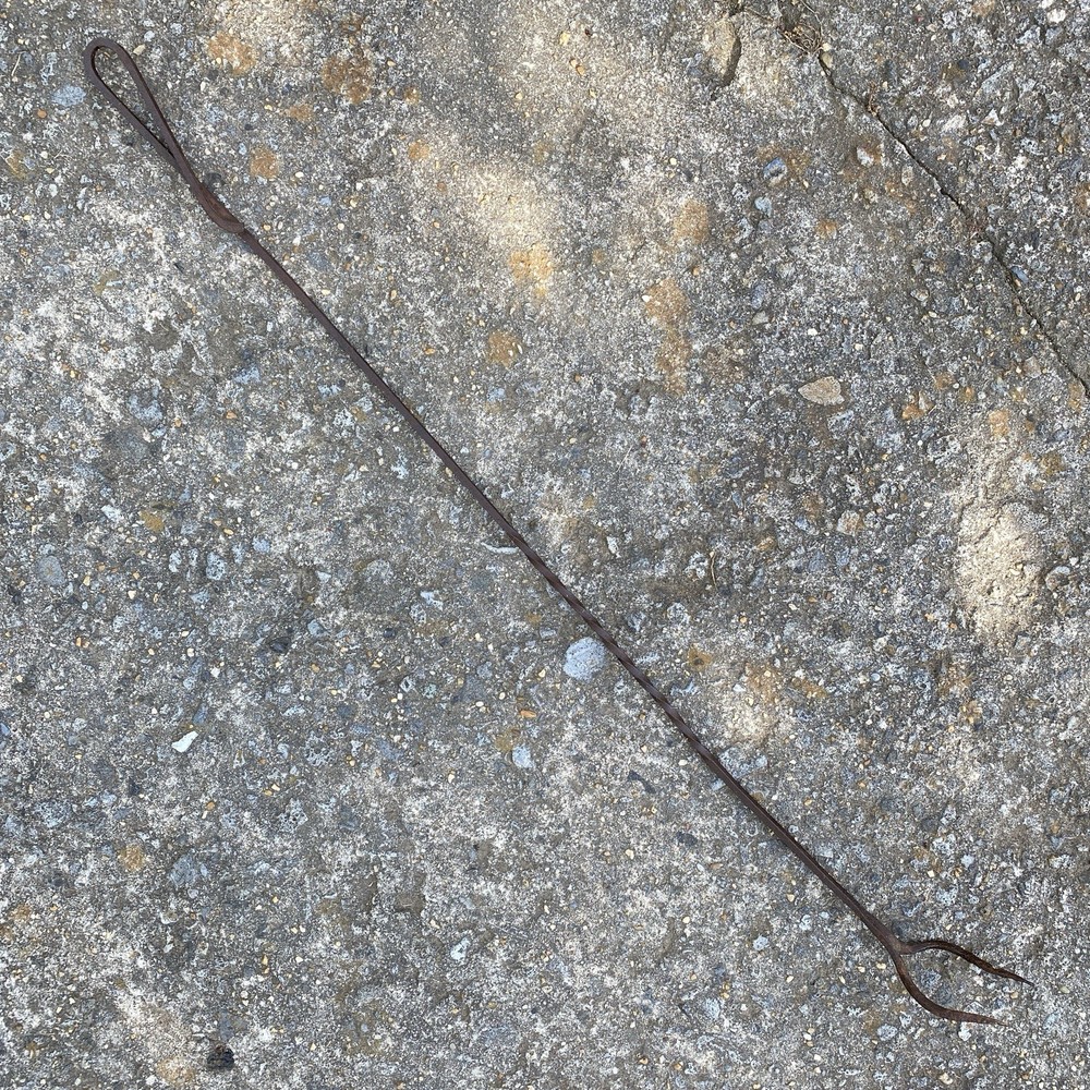 Vintage Wrought Iron Fireplace Poker Hook Tool, 32.25", Primitive, Rustic
