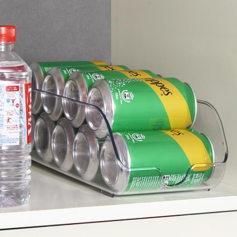 Clear Plastic Soda Can Dispenser Holds 9 Cans Refrigerator Organizer Easy Access