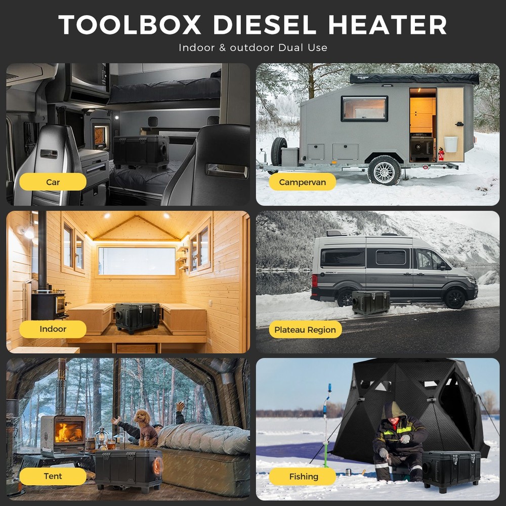 Diesel Air Heater 12V 24V 110V 8KW For Car Camper Bluetooth Toolbox Night Heater