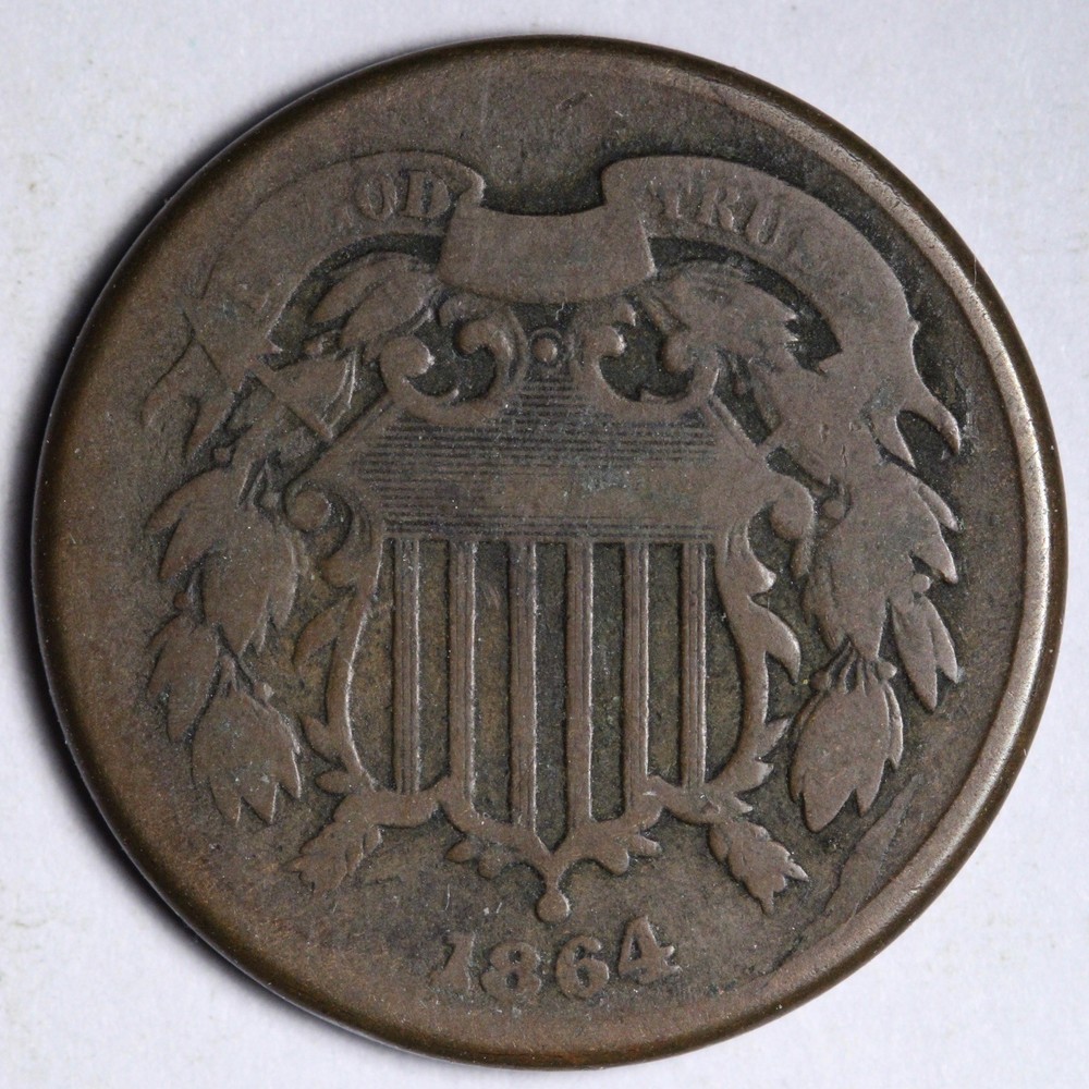 1864 Two Cent Piece VG E158 ZITS