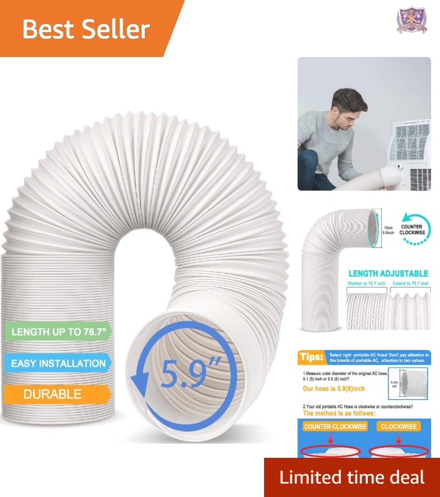 Air Conditioner Vent Hose Polypropylene 78 Inch Adjustable for Portable AC