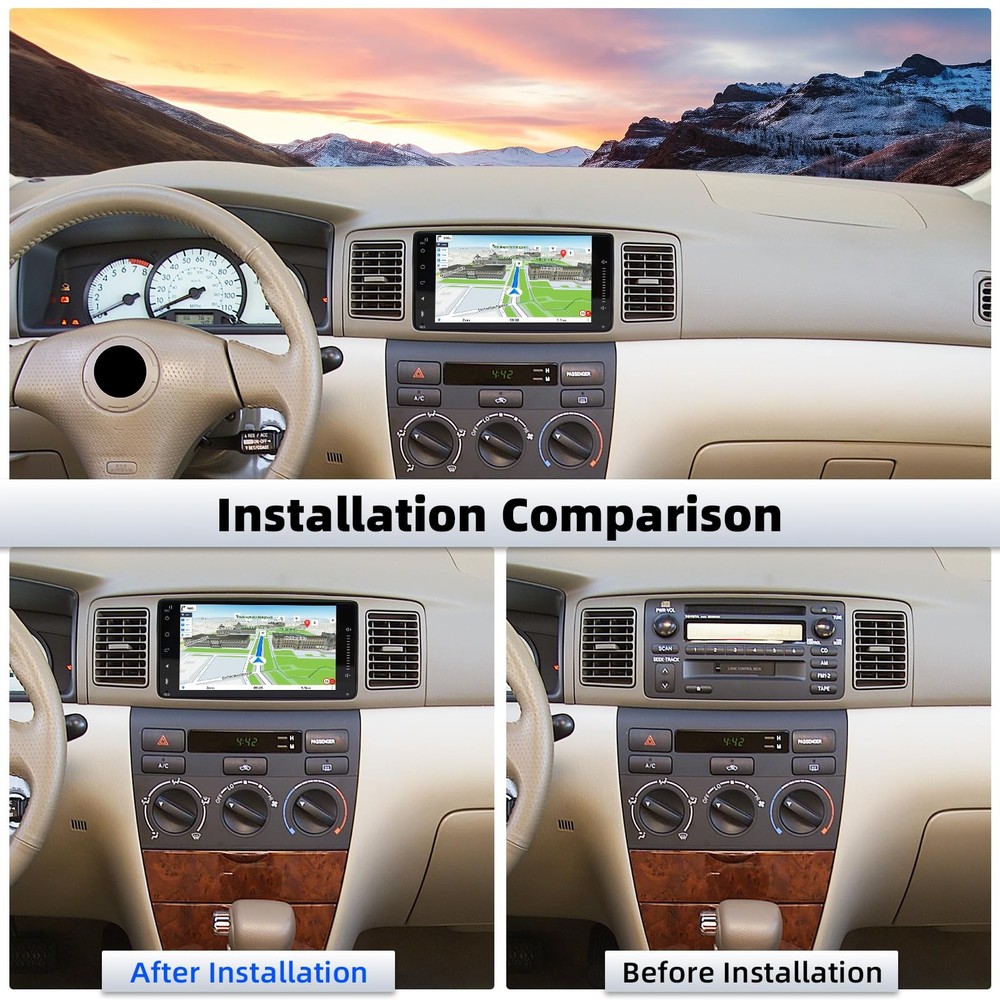 7in Android 14 Car Stereo for Corolla 2004-2008 Wireless Carplay Android Auto
