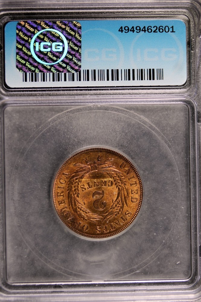 1865 -ICG MS66RB Two Cent!!! #B33587